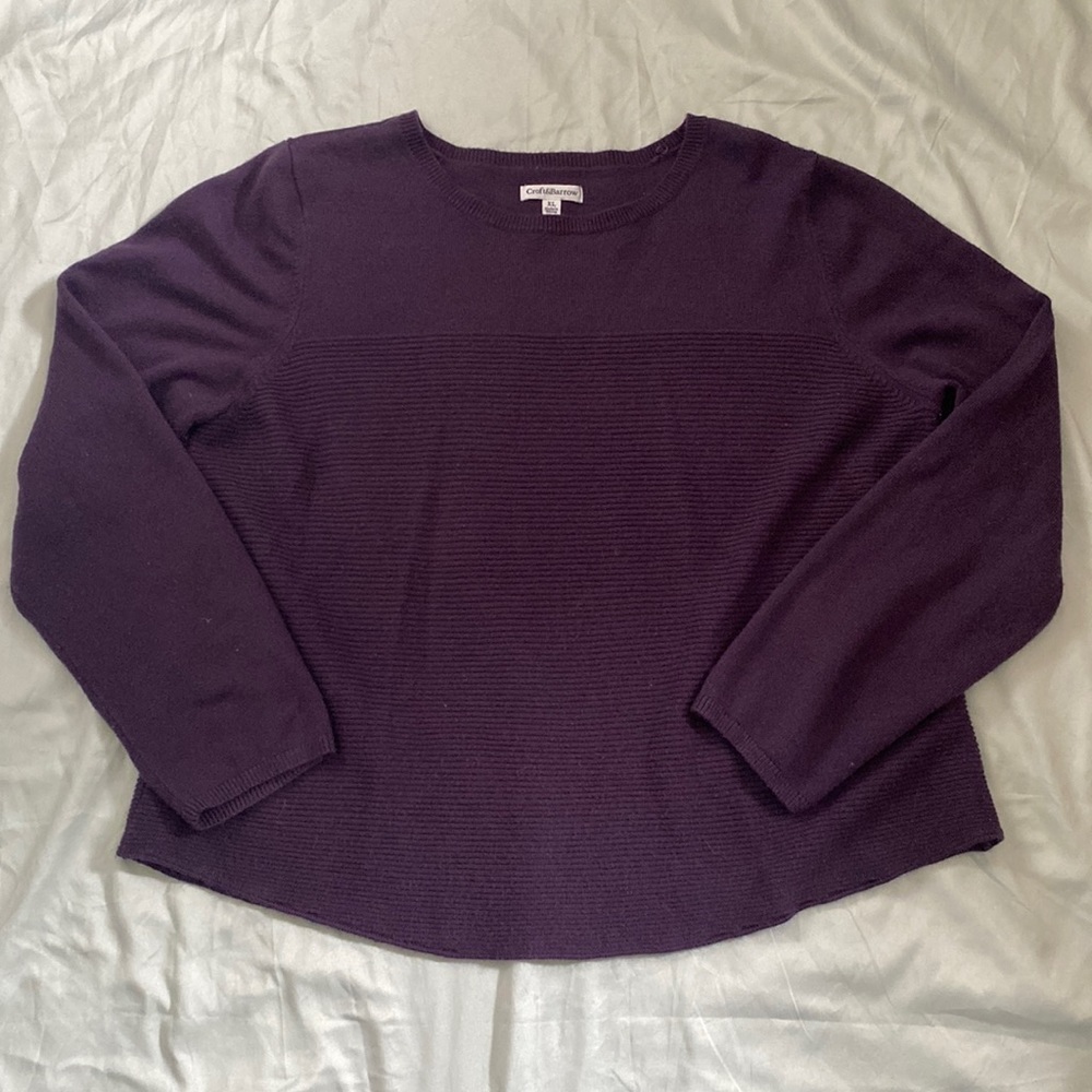 Coldwater Creek Purple Ribbed Crewneck Sweater